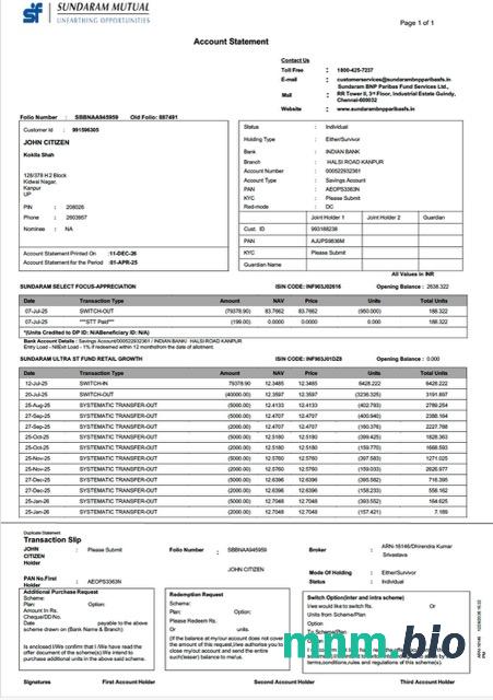 India State Bank of Inida wyciąg bankowy szablon Worda i PDF scr